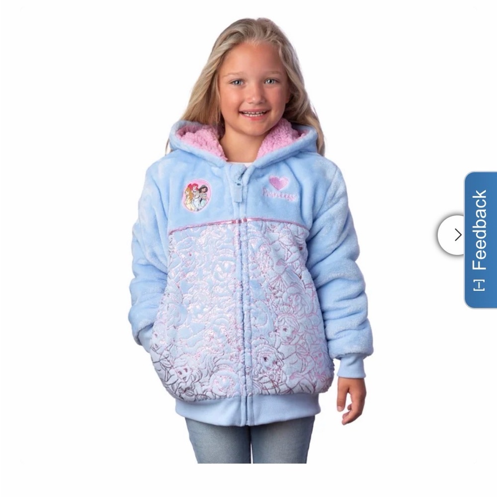 Disney Girls Cozy Hooded Soft Plush Fleece Sherpa Jacket